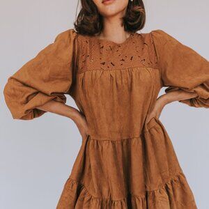 One Loved Babe Carolina Dress - Size M - Tan/Brown